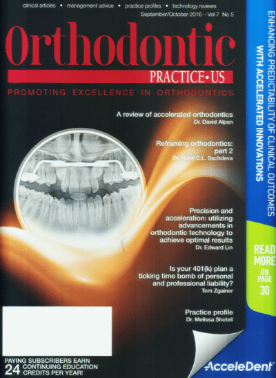 Orthodontic magazine cover with articles