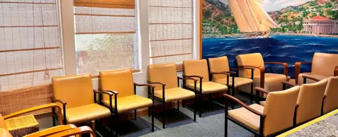 Empty waiting room with chairs