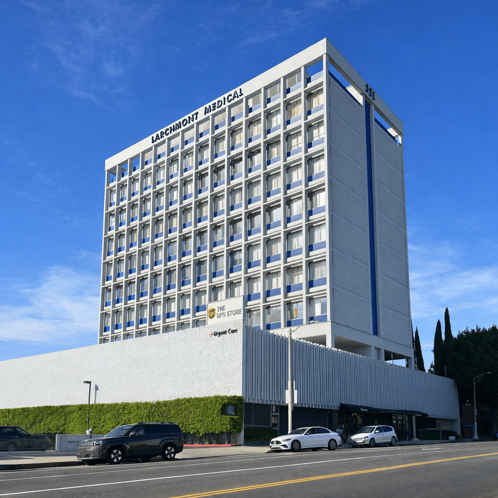 Modern building with clear blue sky