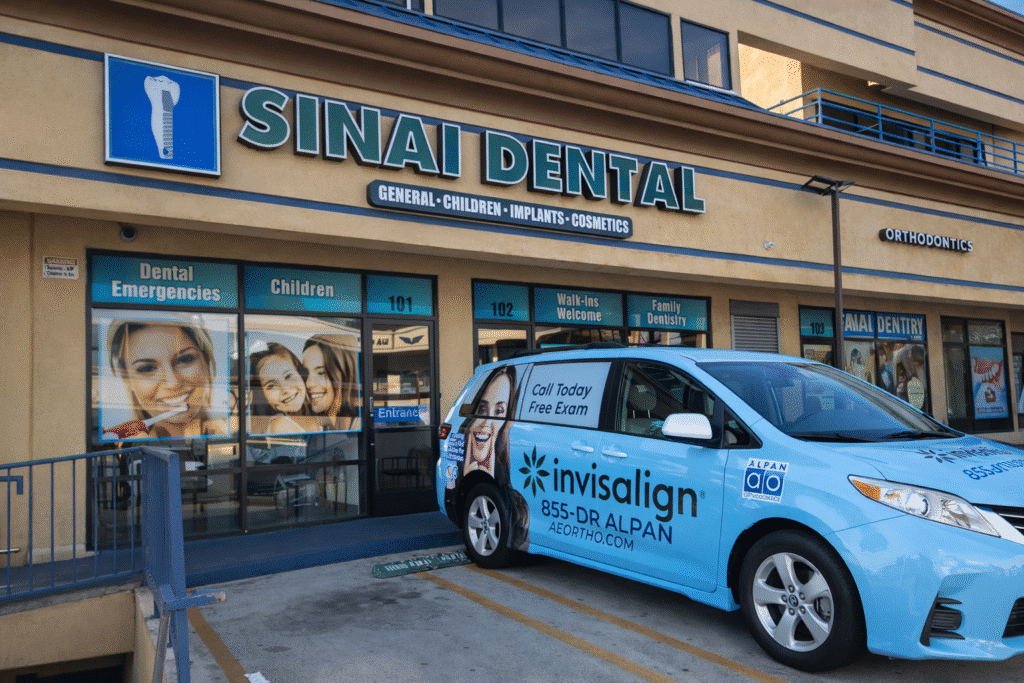 Dental office with promotional vehicle outside