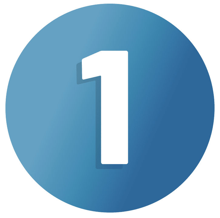 Number one in a blue circle