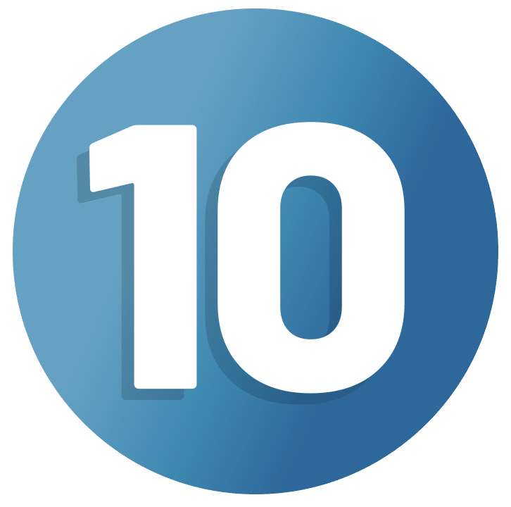 Number 10 in blue circle