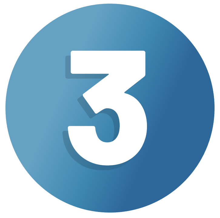 Number three in blue circle