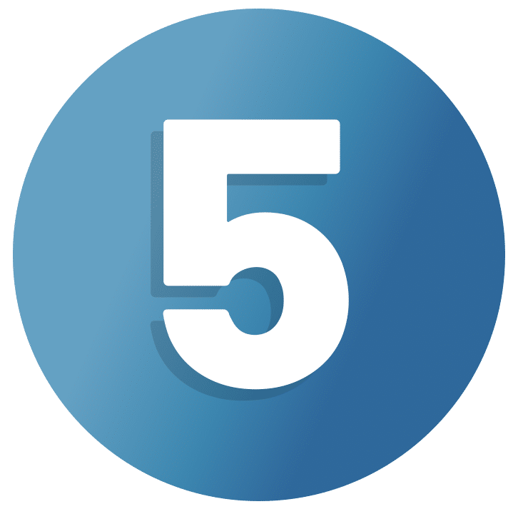 Number five on a blue background