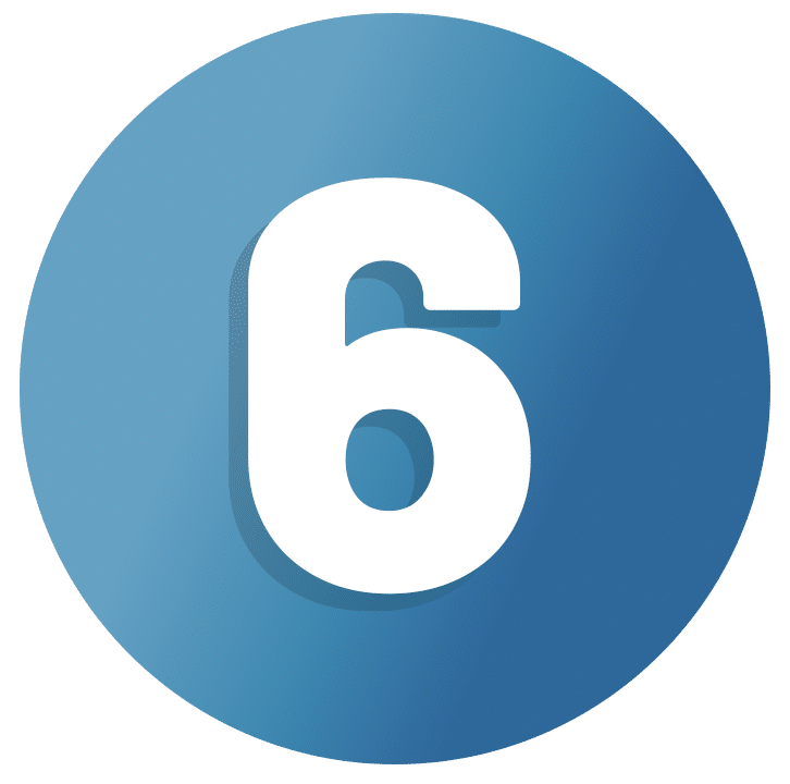 Number six on blue background