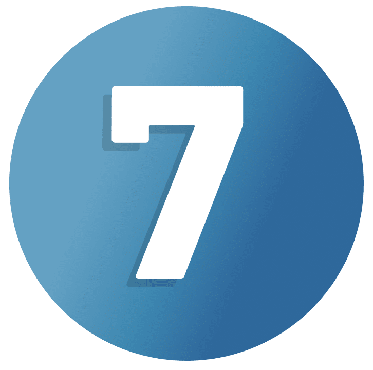 Number seven on blue background