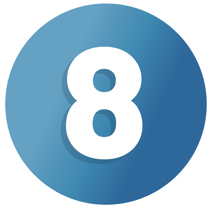 Blue circle with white number eight