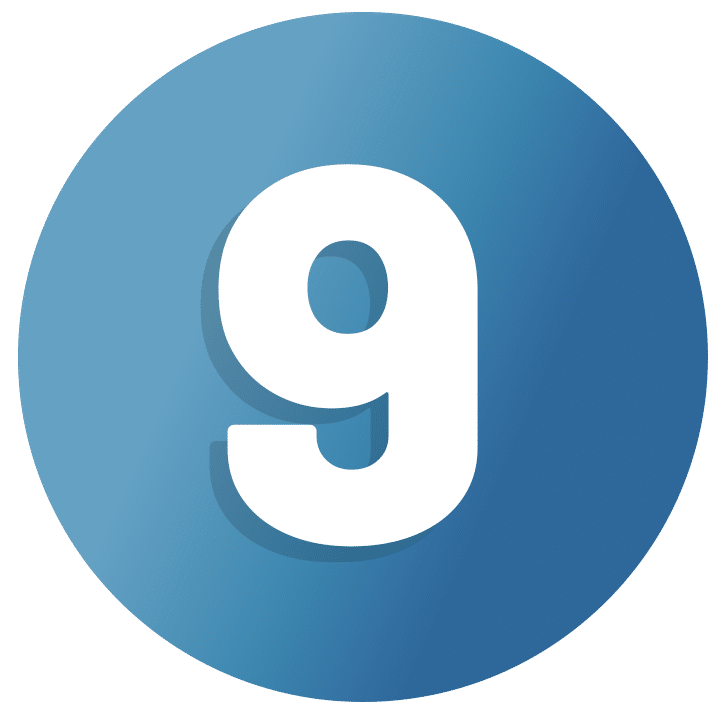 Number nine in a blue circle