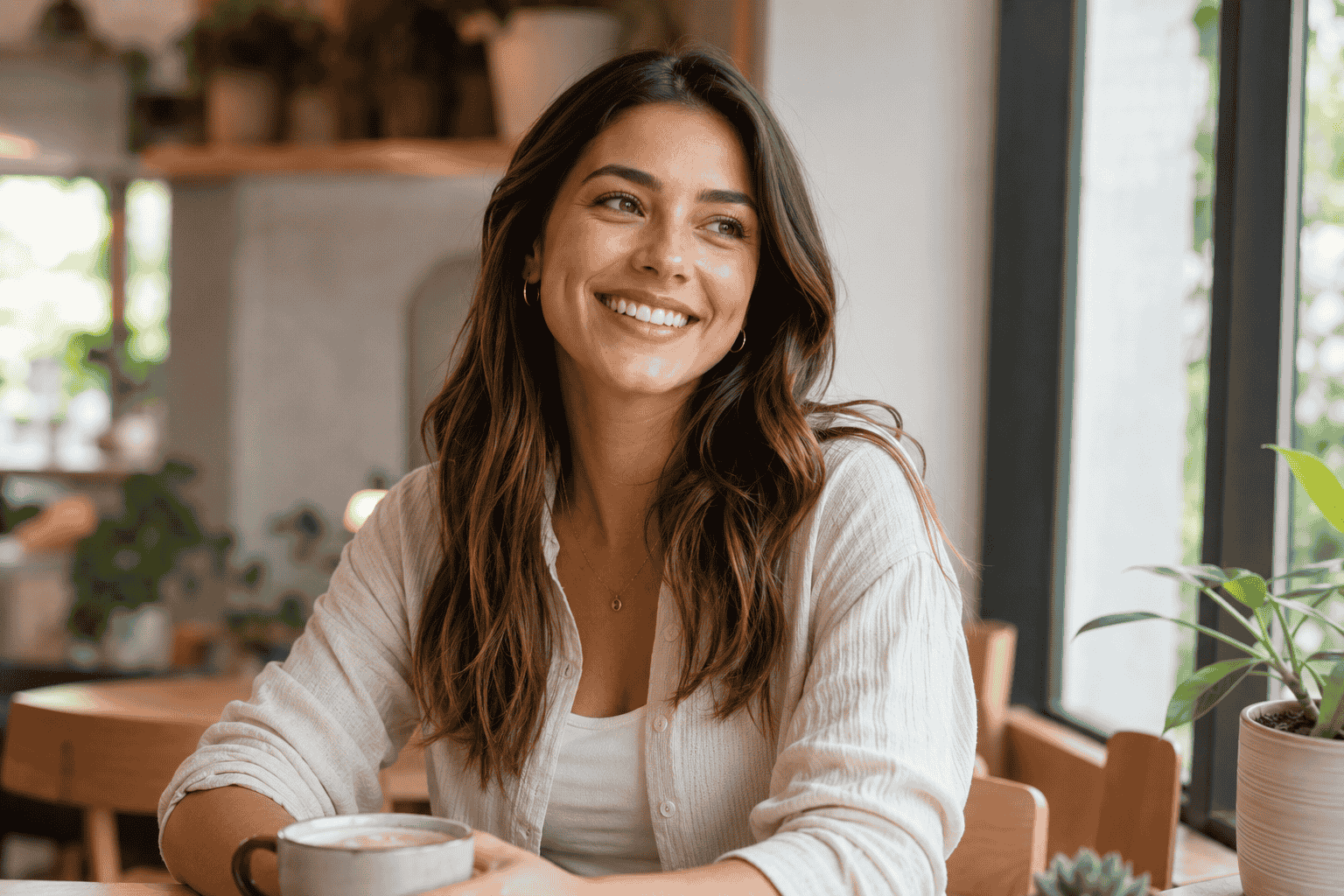 adult-post-treatment-cafe-smile adult woman smiling inside