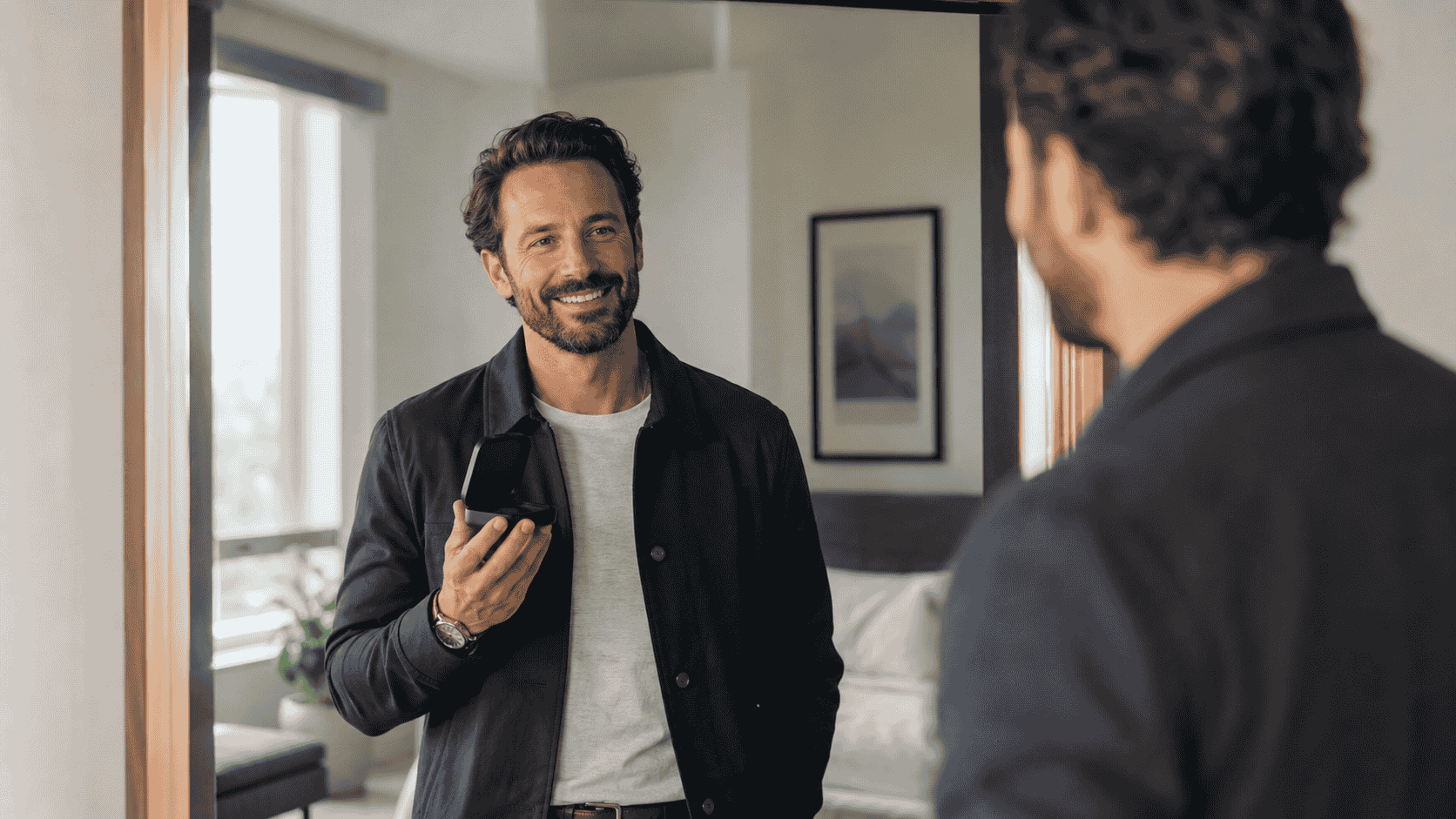 groom man holding invisalign