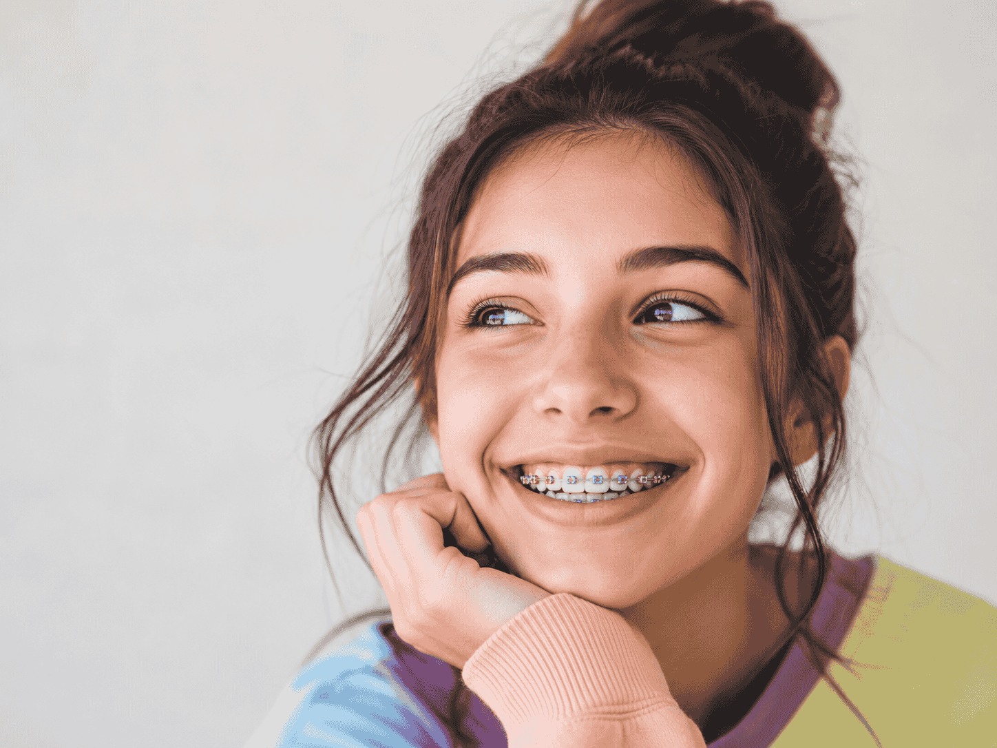 cheerful smile with braces
