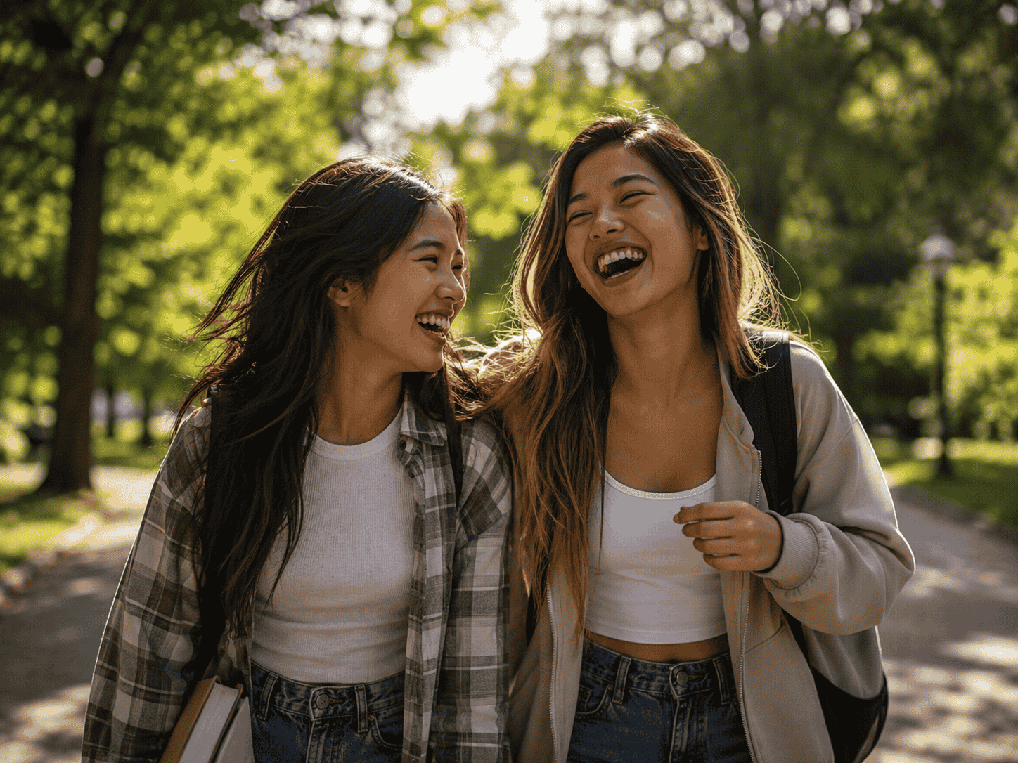 friends laughing outside